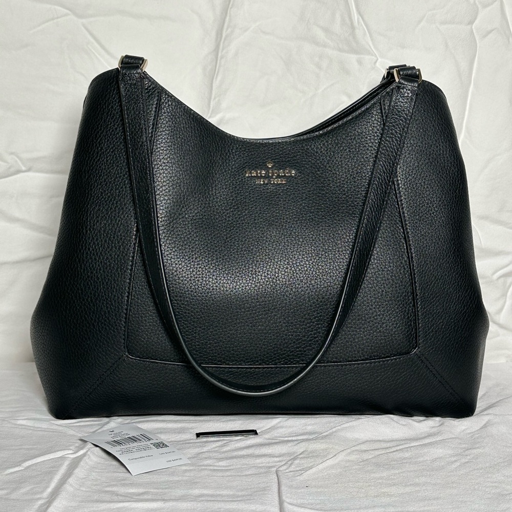 Kate Spade Black Pebbled Leather Triple Compartment Shoulder Bag - Picture 2 of 16